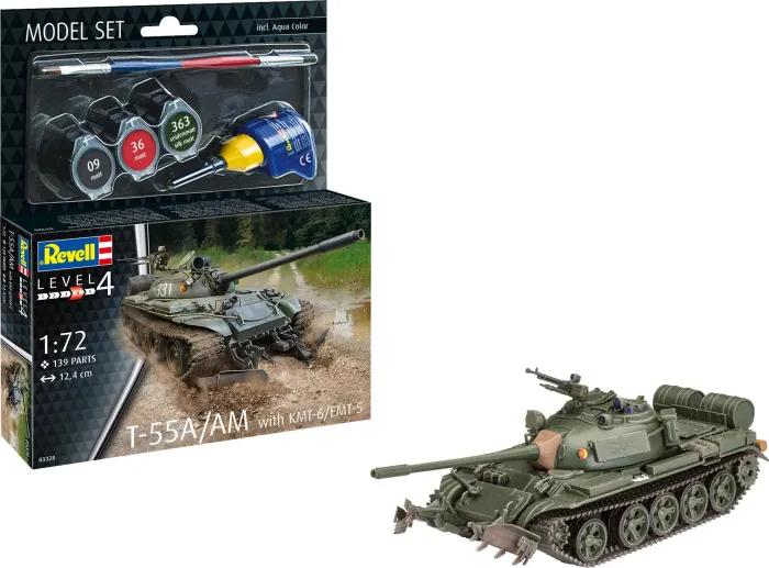 Revell Model Set T-55A-AM with KMT-6-EMT-5 Mine Plough (63328)