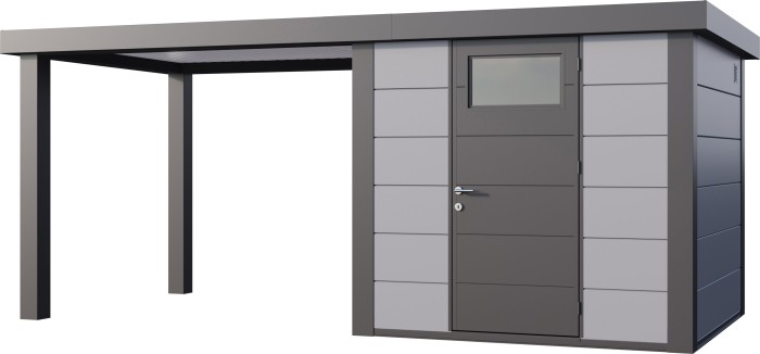 Telluria Classico 2424 Gerätehaus inkl. Anbau 2.84m links hellgrau (4007)