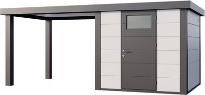 Telluria Classico 2424 Gerätehaus inkl. Anbau 2.84m links weiß/grau (4038)