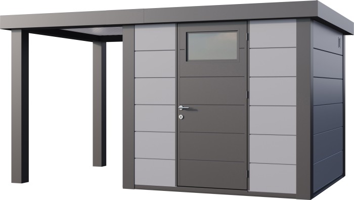 Telluria Classico 2424 Gerätehaus inkl. Anbau 1.68m links hellgrau (4005)