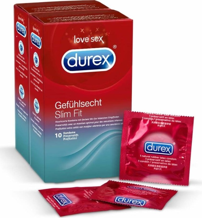 Durex Gefühlsecht Slim Fit, 20 Stück (2x 10 Stück)