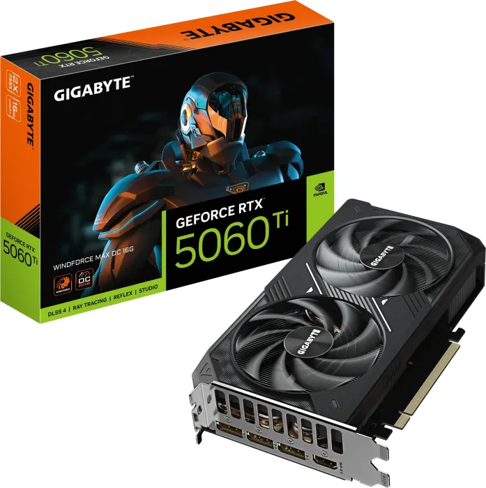 GIGABYTE GeForce RTX 5060 Ti Windforce MAX OC 8G, 8GB GDDR7, HDMI, 3x DP (GV-N506TWF2MAX OC-8GD)