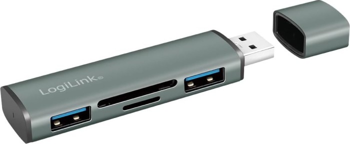 LogiLink USB 3.2 Gen 2 2-Port Hub with Card Reader, USB-A 3.1 [Stecker] (UA0394)