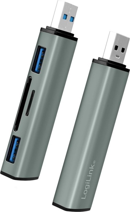 LogiLink USB 3.2 Gen 2 2-Port Hub with Card Reader, USB-A 3.1 [Stecker] (UA0394)