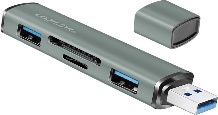 LogiLink USB 3.2 Gen 2 2-Port Hub with Card Reader, USB-A 3.1 [Stecker] (UA0394)