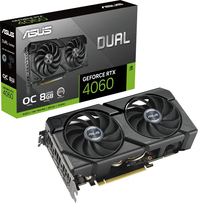 ASUS Dual GeForce RTX 4060 EVO OC, DUAL-RTX4060-O8G-EVO, 8GB GDDR6, HDMI, 3x DP, retail (90YV0JC7-M0NA00)