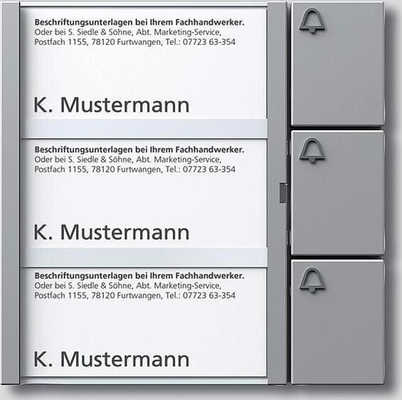 Siedle Tastenmodul TM 612-3 SM, silber, 3 Ruftasten, Türstationsmodul (200035524-00)