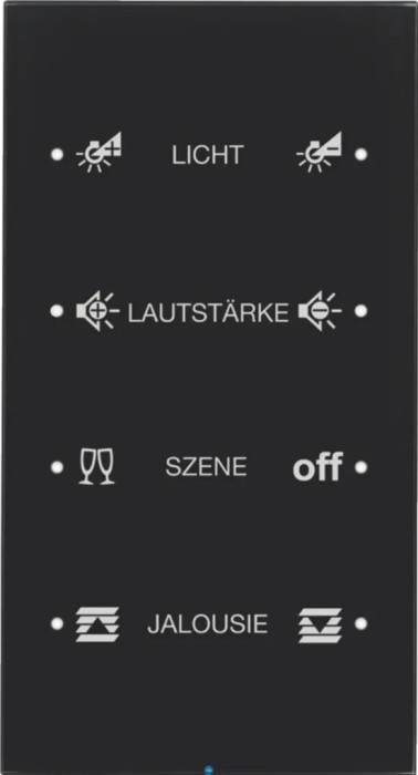 Berker KNX R.3 Komfort Touchsensor 4-fach mit Temperaturregler schwarz, konfiguriert, Bedienelement (75144155)