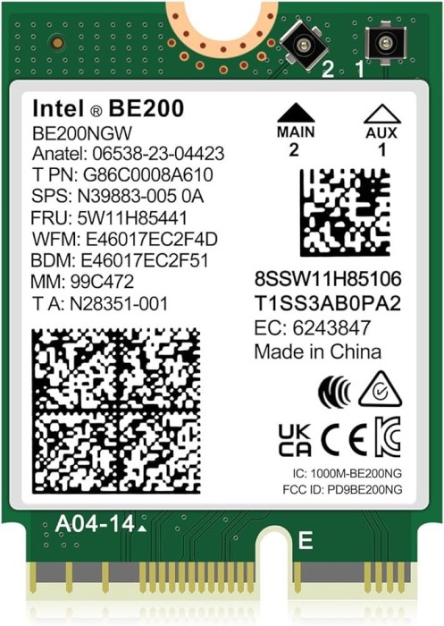 Intel Wi-Fi 7 BE200 mit vPro, 2.4GHz/5GHz/6GHz WLAN, Bluetooth 5.4, M.2/E-Key (BE200.NGWG)