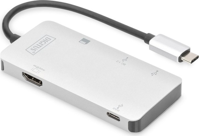 Digitus Multiport Dock, USB-Hub, Dual-Slot-Cardreader, USB-C 3.0 [Stecker] (DA-70874)
