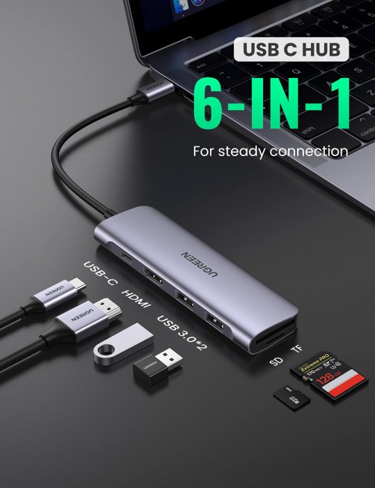 Ugreen 6-in-1 USB-C Hub, USB-C 3.0 [Stecker] (70411)