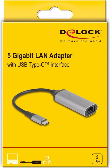 DeLOCK USB Type-C Adapter zu 5 Gigabit LAN, RJ-45, USB-C 3.1 [Stecker] (81570)