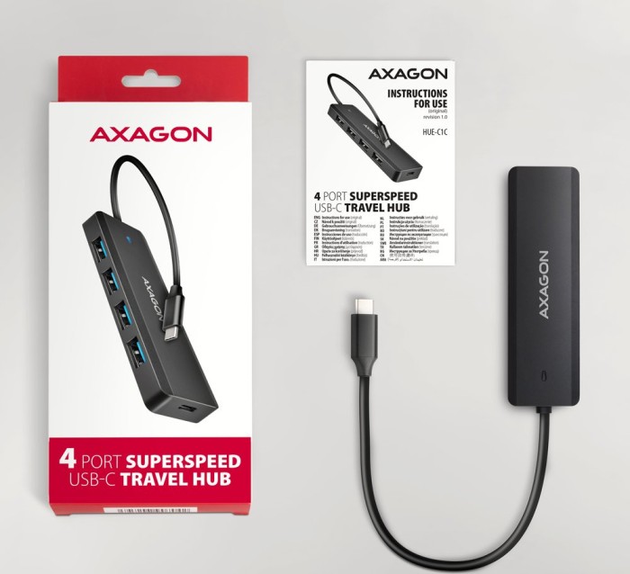 Axagon USB-Hub, 4x USB-A 3.0, USB-C 3.0 [Stecker] (HUE-C1C)