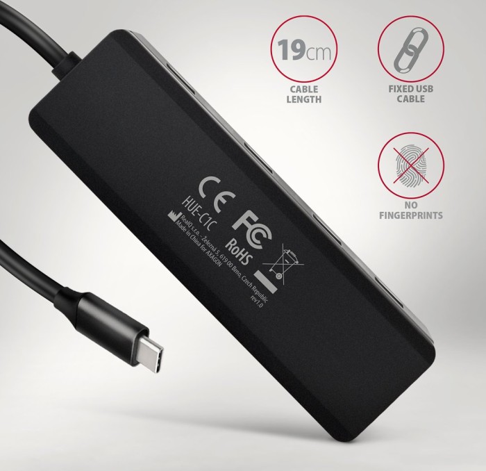 Axagon USB-Hub, 4x USB-A 3.0, USB-C 3.0 [Stecker] (HUE-C1C)