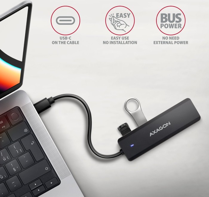 Axagon USB-Hub, 4x USB-A 3.0, USB-C 3.0 [Stecker] (HUE-C1C)