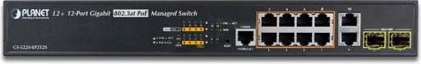 Planet GS-5220 Desktop Gigabit Managed Switch, 10x RJ-45, 2x SFP, 240W PoE+ (GS-5220-8P2T2S)