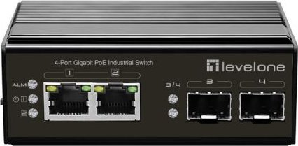 LevelOne IGP Industrial Railmount Gigabit Switch, 2x RJ-45, 2x SFP, 60W PoE+ (IGP-0432 / 55053607)