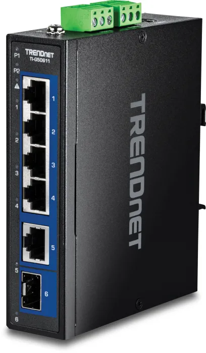 TRENDnet TI Hardened Industrial Railmount 2.5G Switch, 5x RJ-45, 1x SFP+ (TI-G50611)