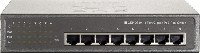 LevelOne GEP Desktop Gigabit Switch, 8x RJ-45, 61W PoE+ (GEP-0820 / 520824)