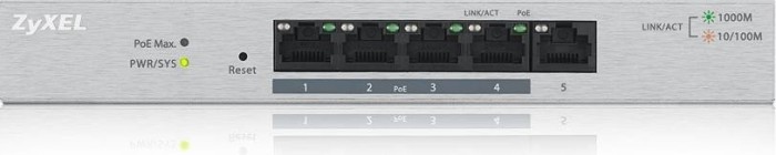 Zyxel GS1200 Desktop Gigabit Smart Switch, 5x RJ-45, PoE+ (GS1200-5HP-EU0101F)