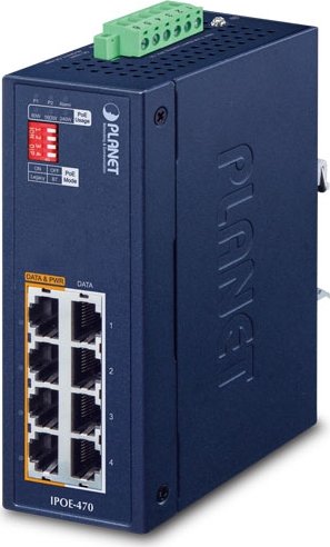 Planet IPOE Industrial Railmount 2.5G PoE-Injektor, 4x RJ-45, 240W PoE++ (IPOE-470)