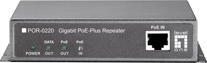 LevelOne POR-0220 Wallmount Gigabit PoE-Repeater, PoE-Extender, 3x RJ-45, PoE+/PoE+ PD (552049)