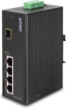 Planet ISW-514PTF Industrial Railmount Switch, 4x RJ-45, 1x SFP, PoE
