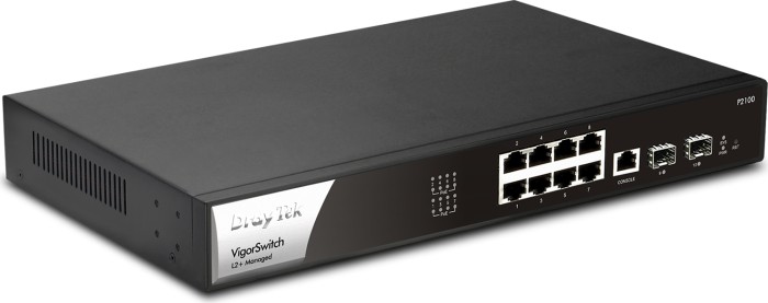 DrayTek VigorSwitch P2100 Desktop Gigabit Managed Switch, 8x RJ-45, 2x SFP, 140W PoE+ (P2100)