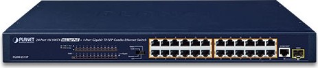 Planet FGSW Rackmount Switch, 24x RJ-45, 1x RJ-45/SFP, 190W PoE+, V3 (FGSW-2511P)
