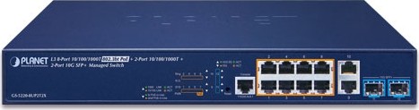 Planet GS-5220 Rackmount Gigabit Managed Switch, 10x RJ-45, 2x SFP+, 240W PoE++, V4 (GS-5220-8UP2T2X)