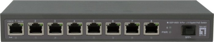 LevelOne GEP Desktop 2.5G Switch, 8x RJ-45, 1x SFP+, 120W PoE++ (GEP-0925 / 851762)